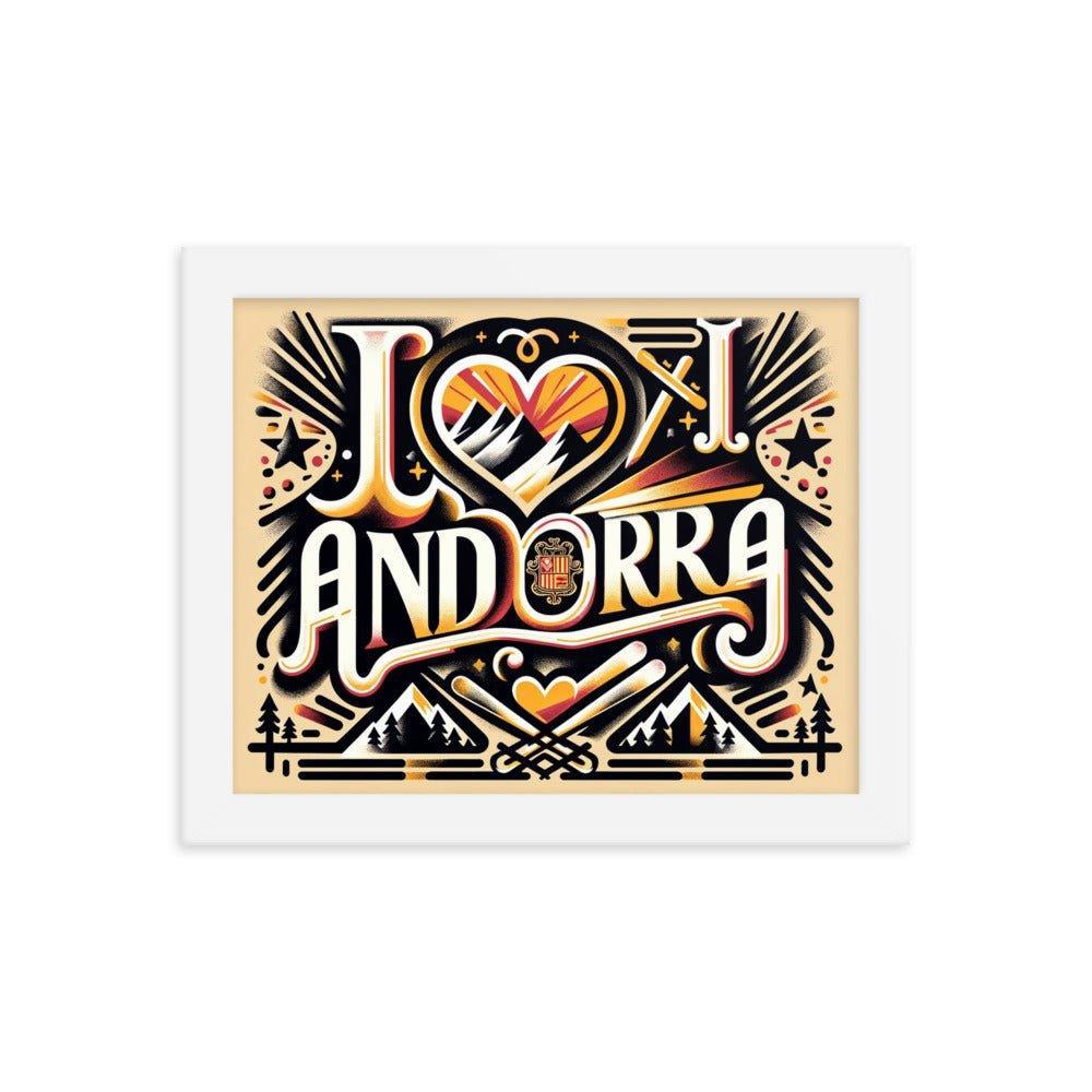 'I Love Andorra' Tribute with Cultural Modern Design Digital Art Framed Poster - Oh Posters