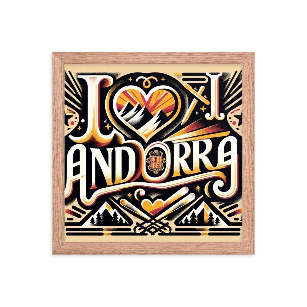 'I Love Andorra' Tribute with Cultural Modern Design Digital Art Framed Poster - Oh Posters