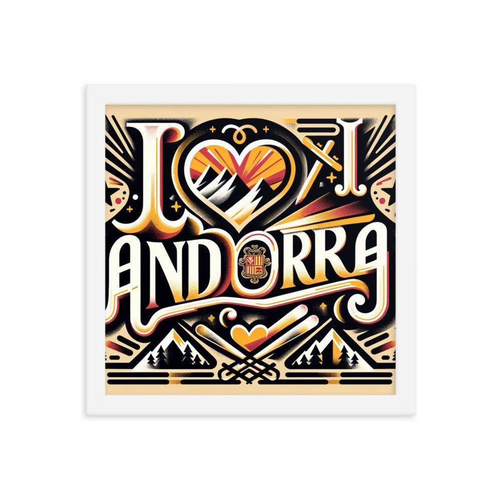 'I Love Andorra' Tribute with Cultural Modern Design Digital Art Framed Poster - Oh Posters