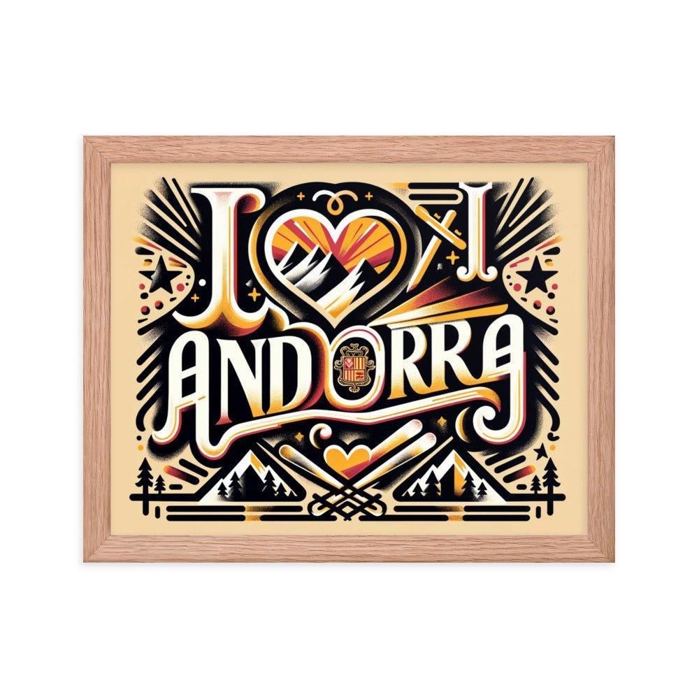 'I Love Andorra' Tribute with Cultural Modern Design Digital Art Framed Poster - Oh Posters