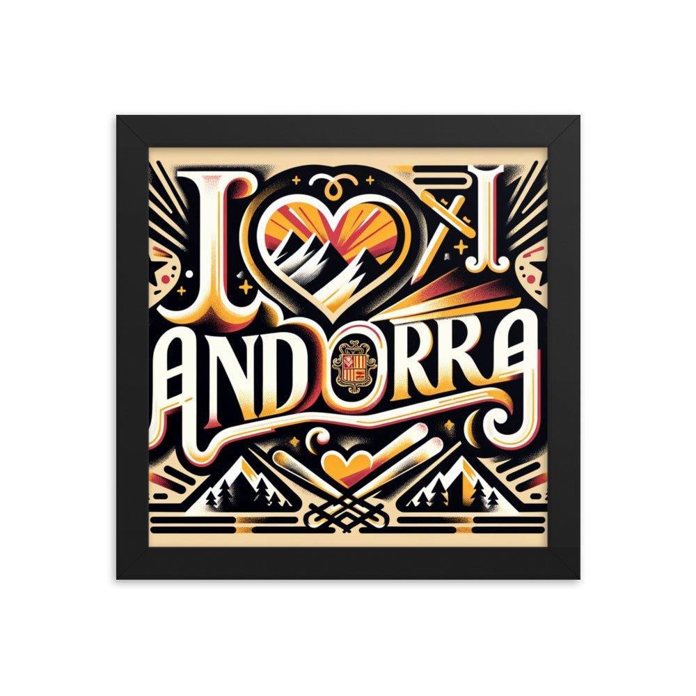 'I Love Andorra' Tribute with Cultural Modern Design Digital Art Framed Poster - Oh Posters