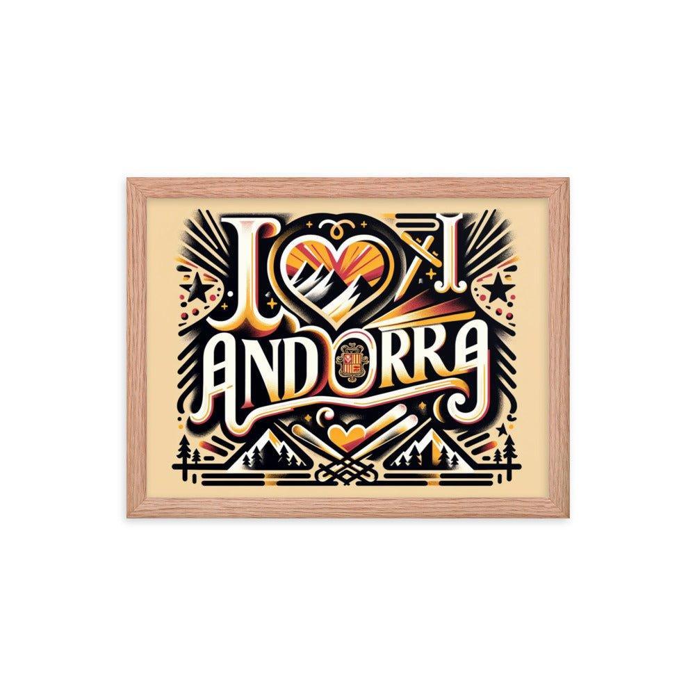 'I Love Andorra' Tribute with Cultural Modern Design Digital Art Framed Poster - Oh Posters