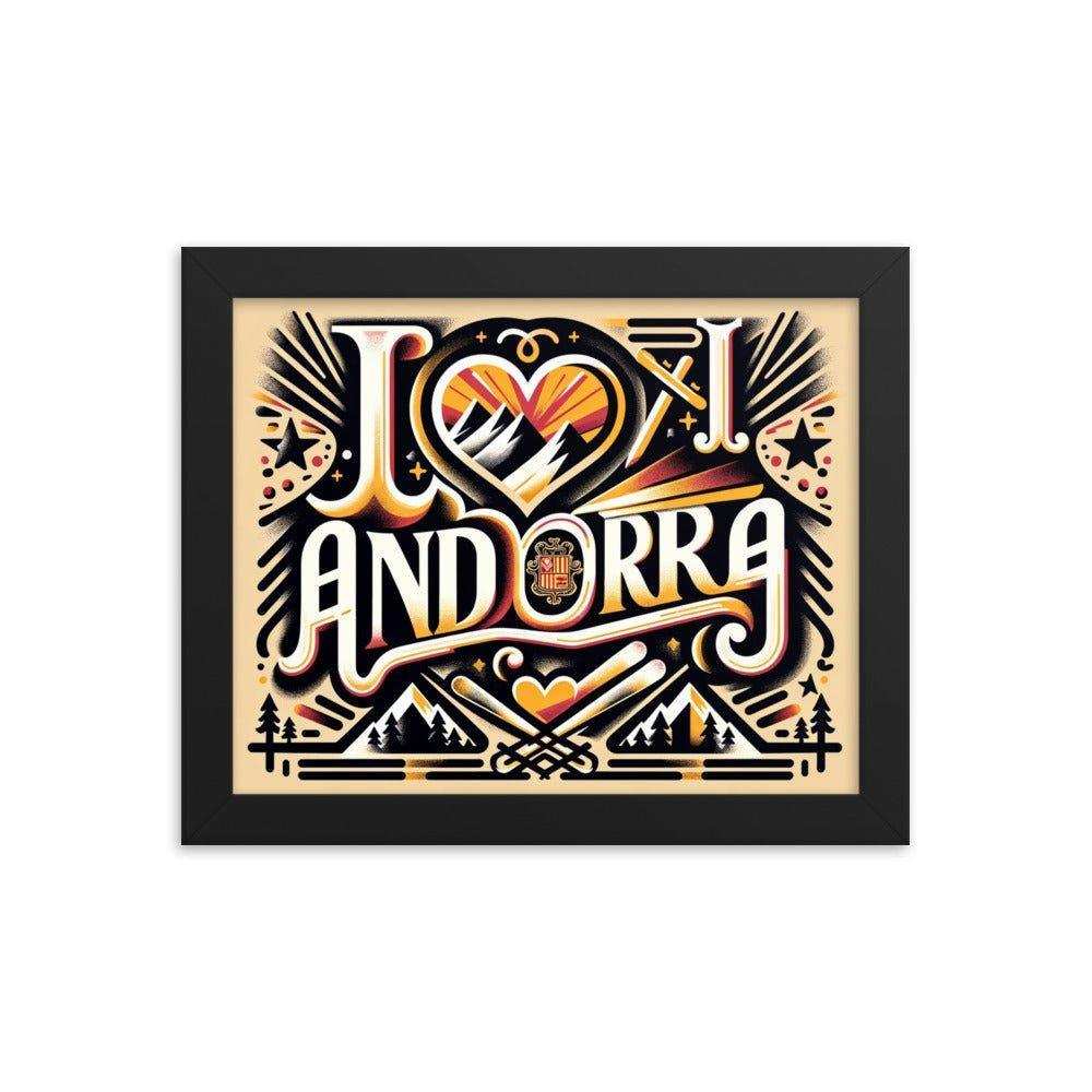 'I Love Andorra' Tribute with Cultural Modern Design Digital Art Framed Poster - Oh Posters