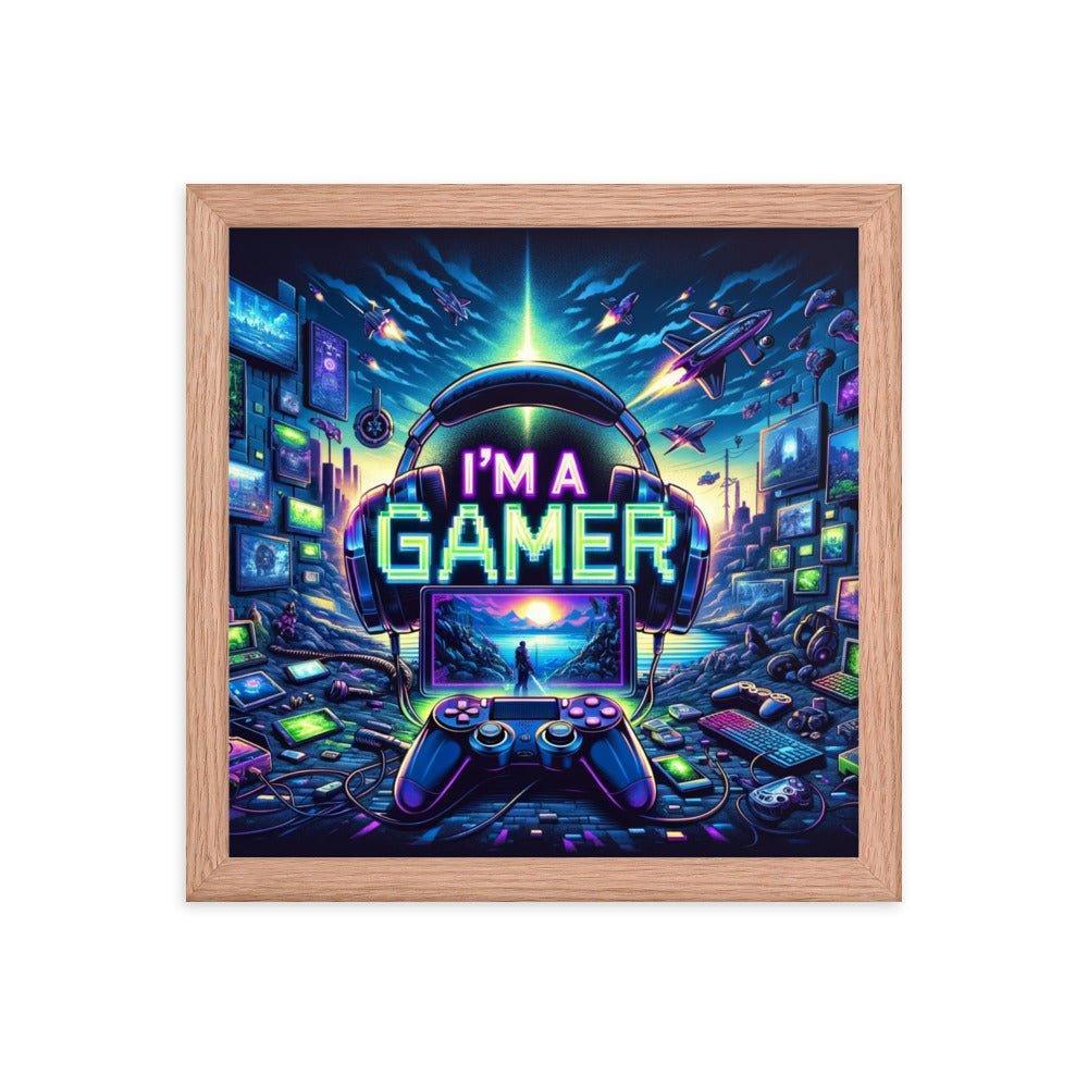 'I'm a Gamer' Ultimate Gamer's Den Neon Lights Framed Poster - Oh Posters