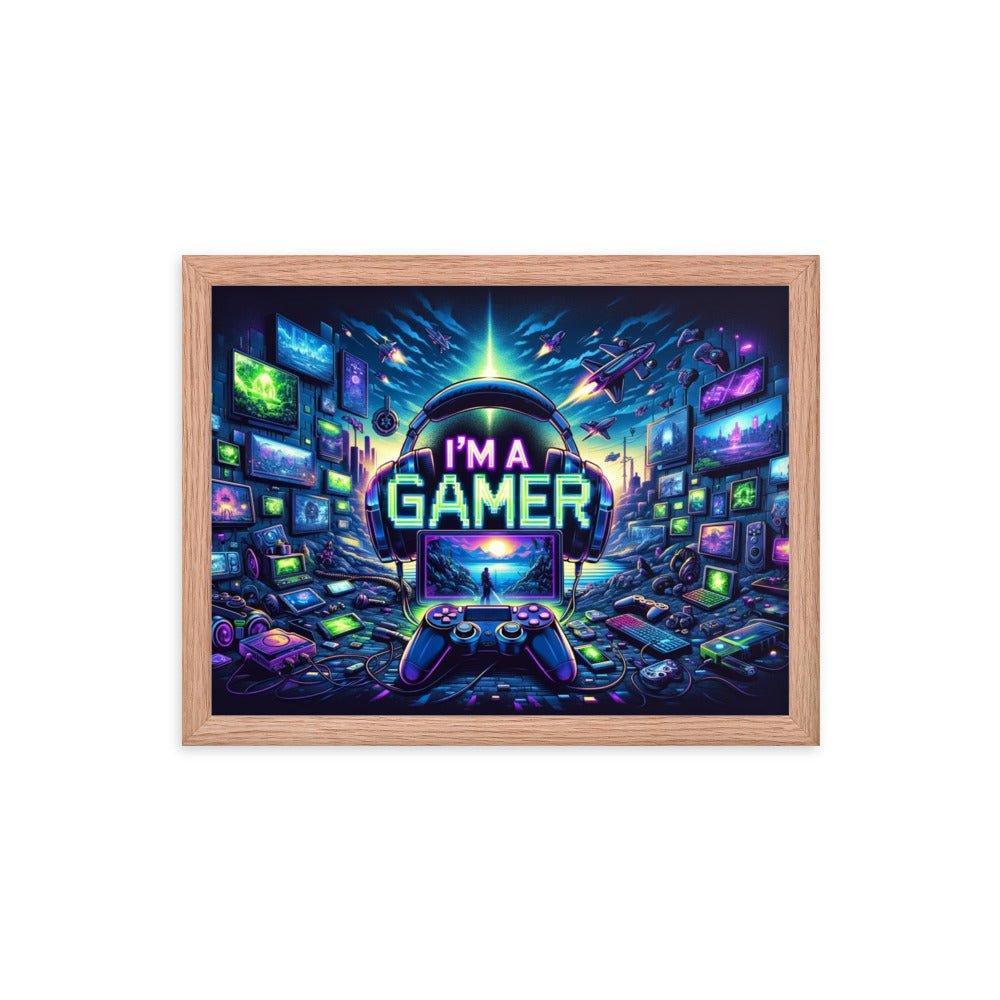 'I'm a Gamer' Ultimate Gamer's Den Neon Lights Framed Poster - Oh Posters