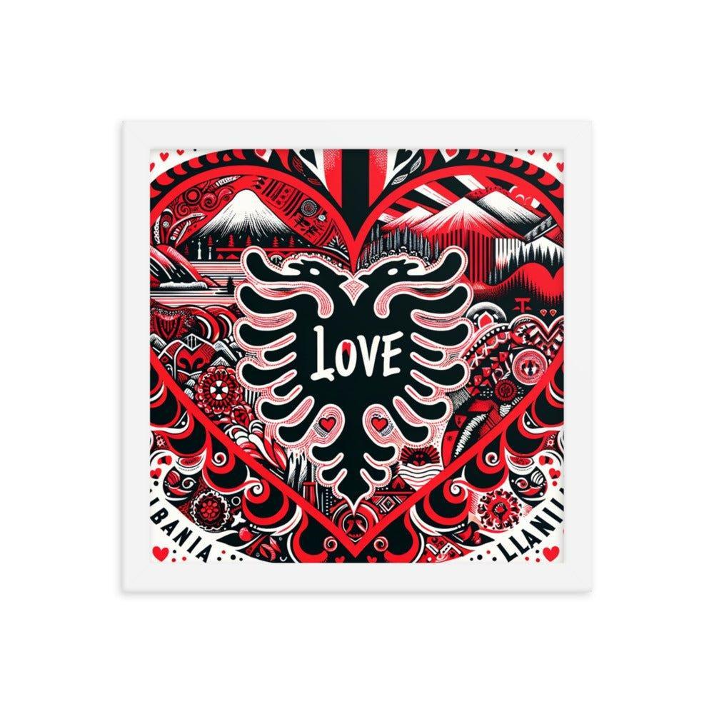 'Love' Albania Heart of Heritage Collage Art Framed Poster - Oh Posters