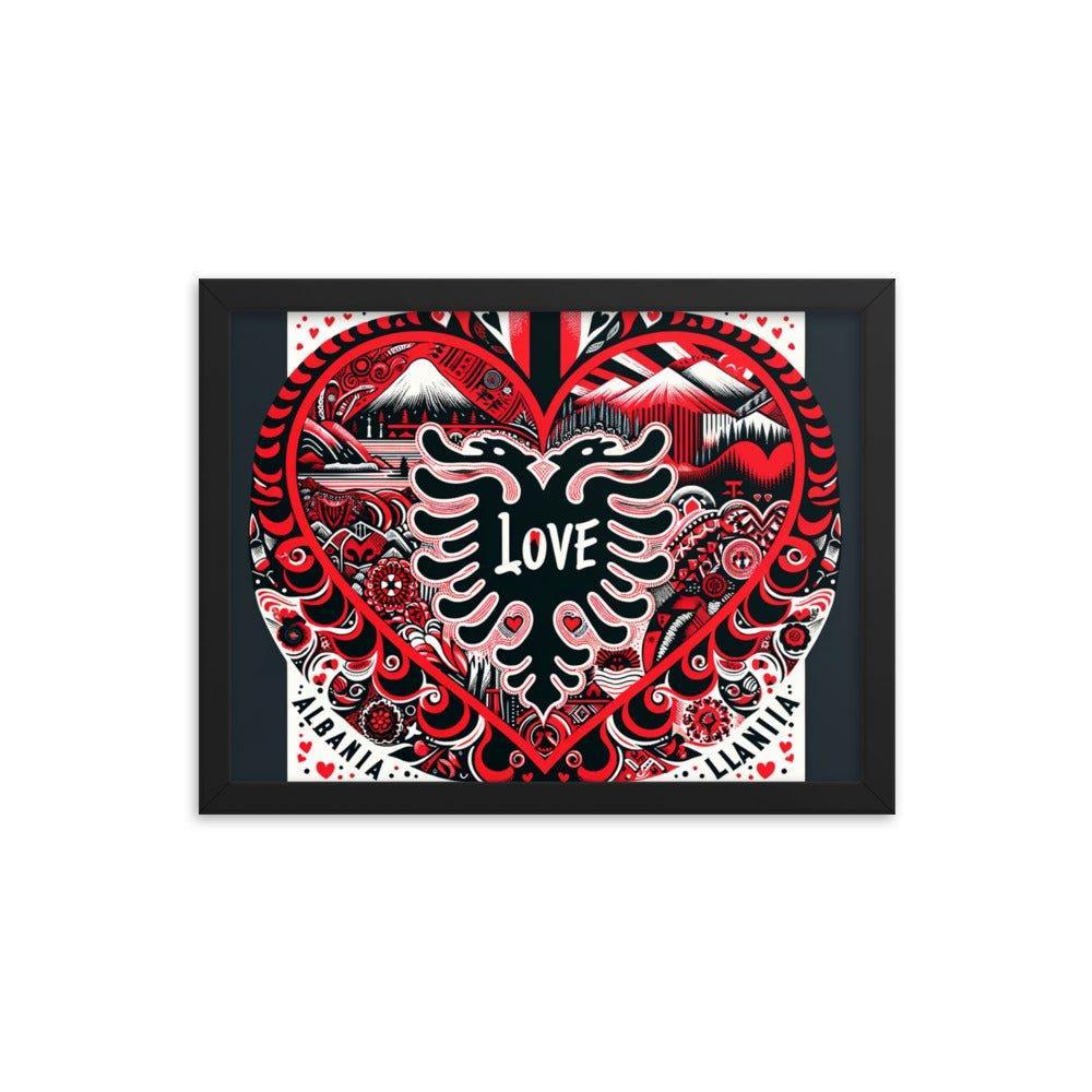 'Love' Albania Heart of Heritage Collage Art Framed Poster - Oh Posters