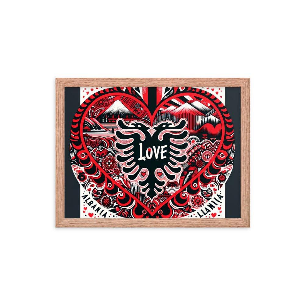 'Love' Albania Heart of Heritage Collage Art Framed Poster - Oh Posters