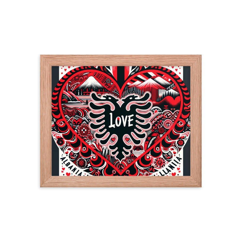 'Love' Albania Heart of Heritage Collage Art Framed Poster - Oh Posters