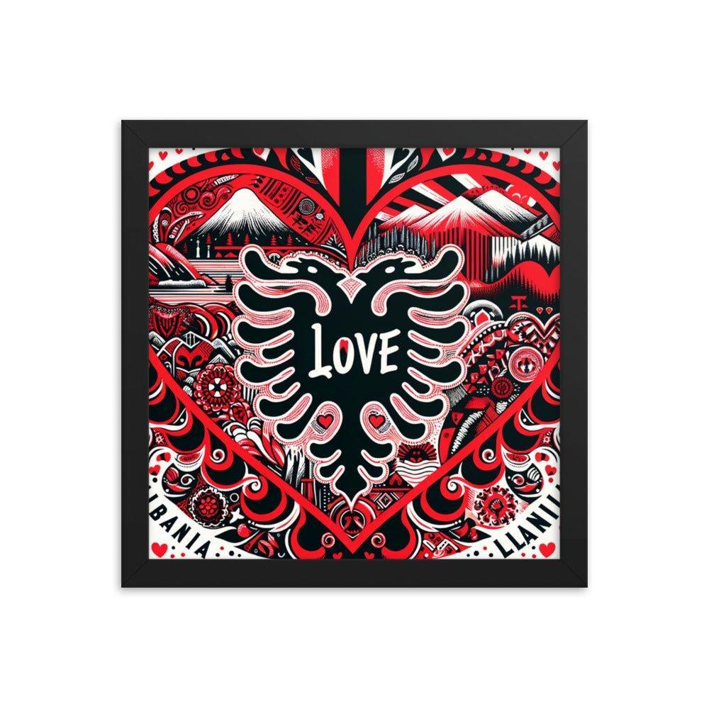 'Love' Albania Heart of Heritage Collage Art Framed Poster - Oh Posters