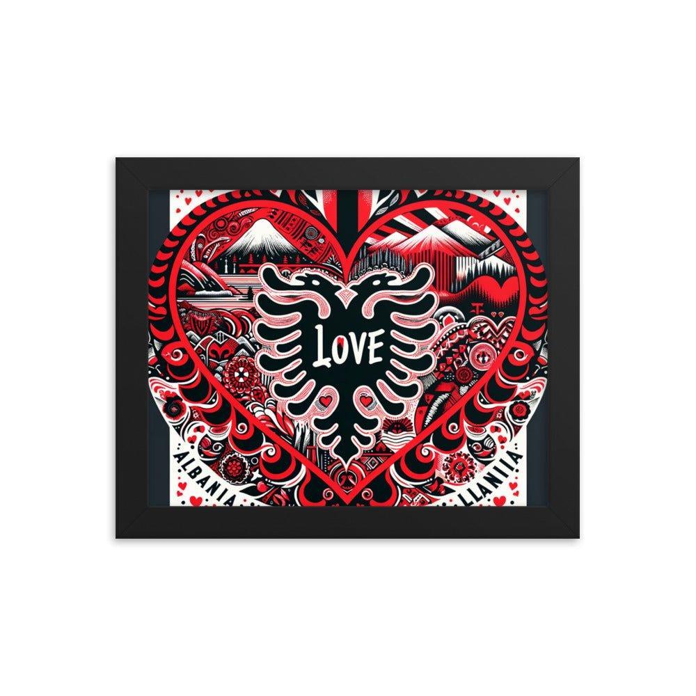 'Love' Albania Heart of Heritage Collage Art Framed Poster - Oh Posters