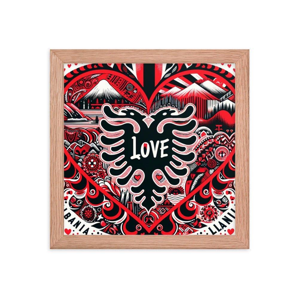 'Love' Albania Heart of Heritage Collage Art Framed Poster - Oh Posters