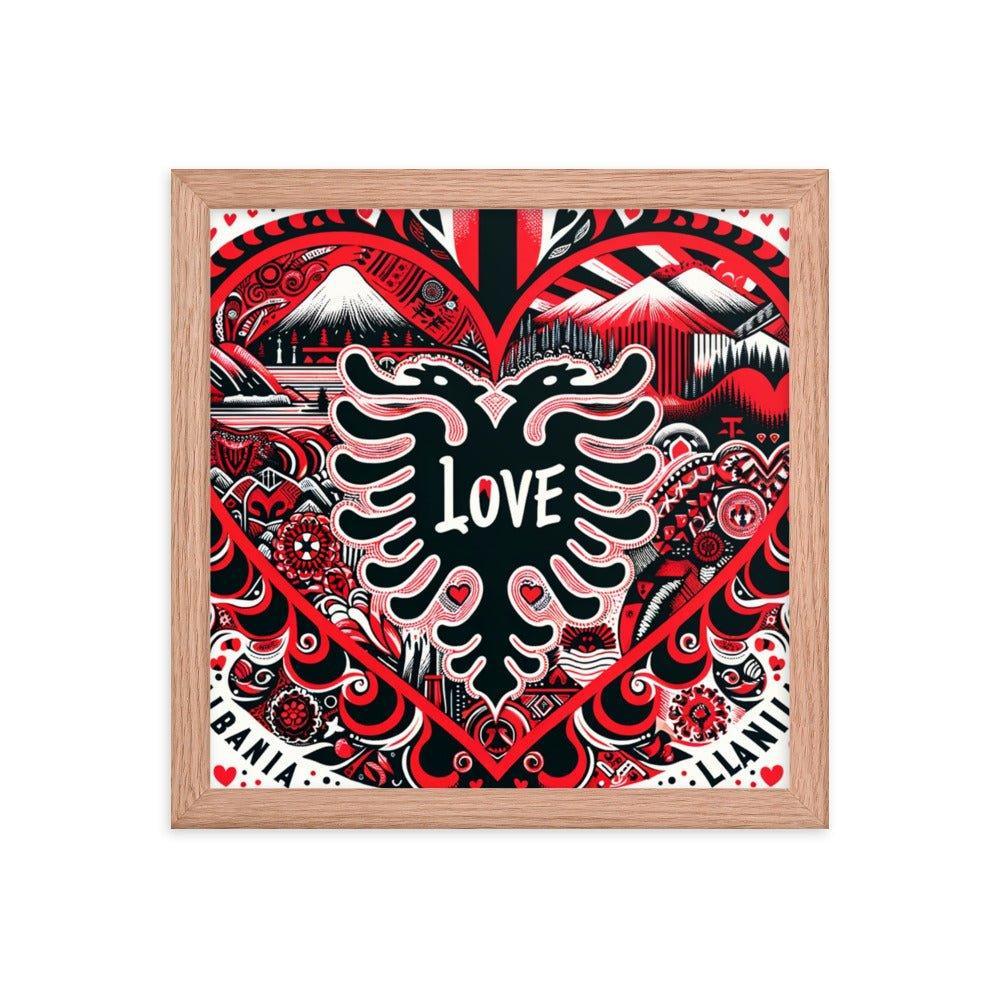 'Love' Albania Heart of Heritage Collage Art Framed Poster - Oh Posters