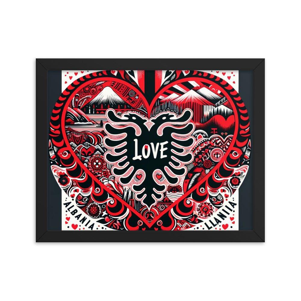 'Love' Albania Heart of Heritage Collage Art Framed Poster - Oh Posters