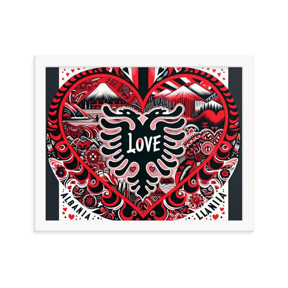 'Love' Albania Heart of Heritage Collage Art Framed Poster - Oh Posters