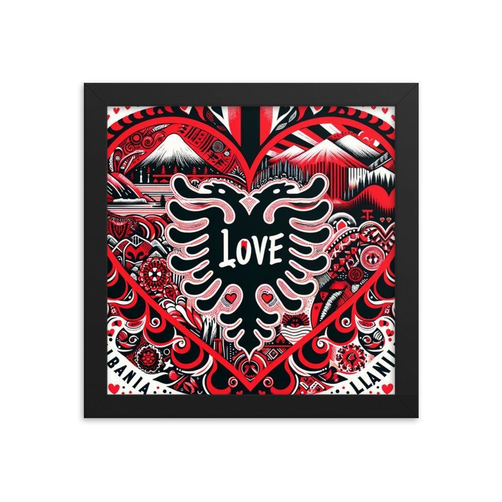 'Love' Albania Heart of Heritage Collage Art Framed Poster - Oh Posters