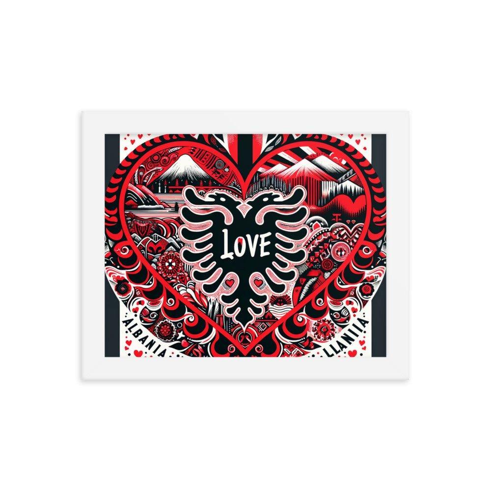 'Love' Albania Heart of Heritage Collage Art Framed Poster - Oh Posters