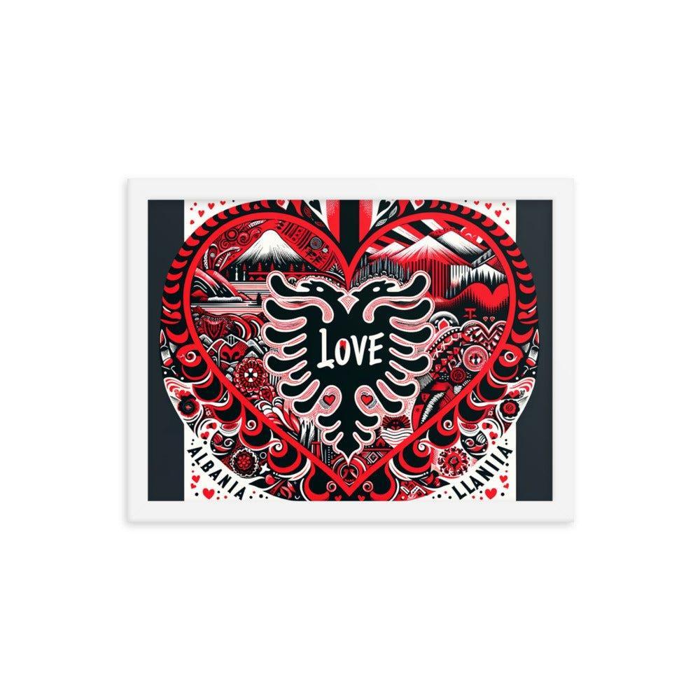 'Love' Albania Heart of Heritage Collage Art Framed Poster - Oh Posters