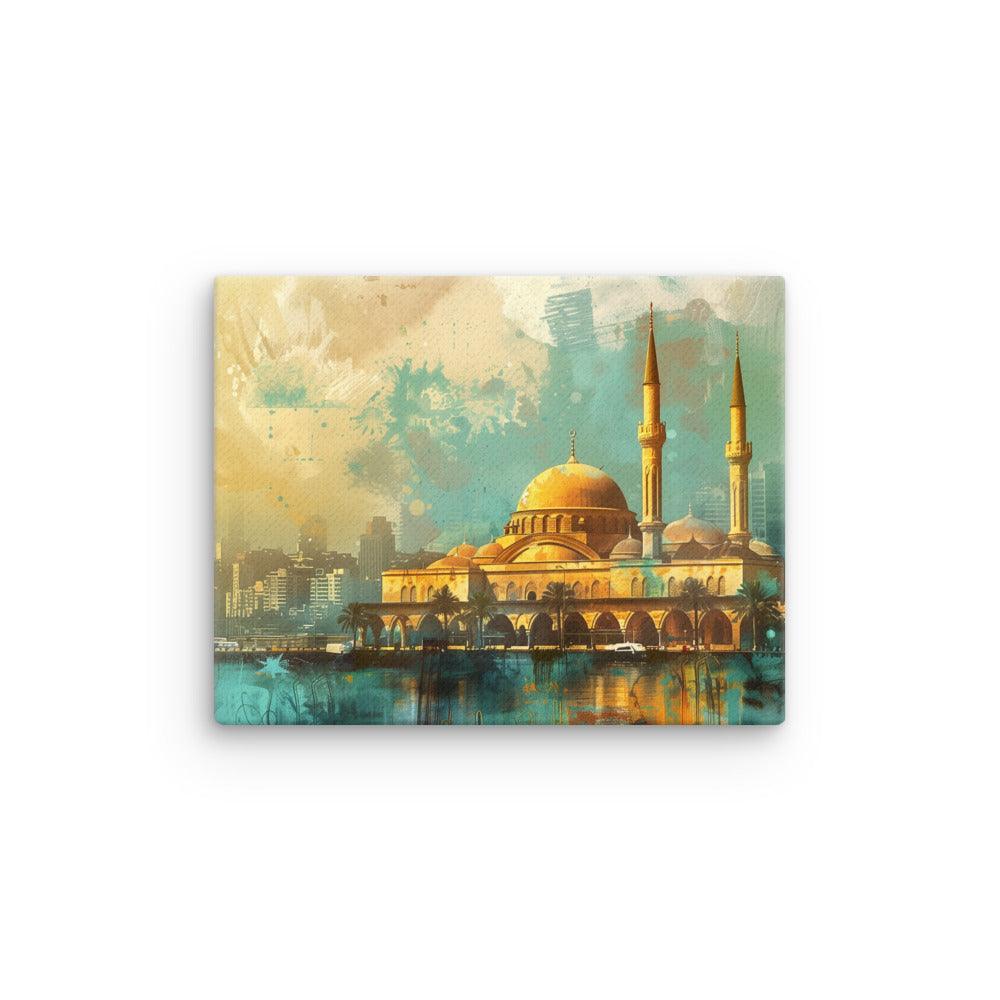 Lebanon Golden Mosque Urban Skyline Thin Canvas - Oh Posters