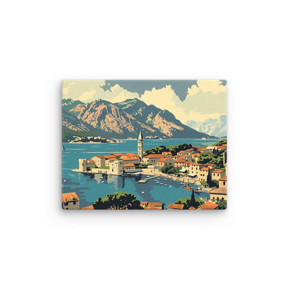 Montenegro Coastal Town Panoramic Mountain Landscape Thin Canvas - Oh Posters