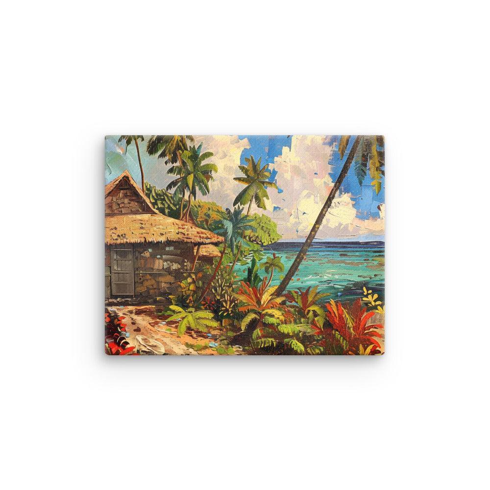 Tonga Coastal Hut Tropical Paradise Thin Canvas - Oh Posters