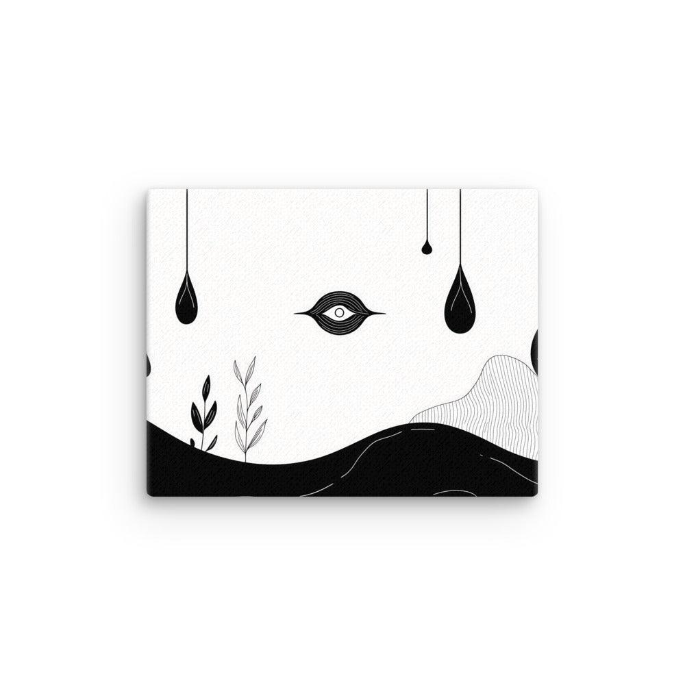 Boho Minimalist Eye and Nature Elements with Black Drops Thin Canvas - Oh Posters