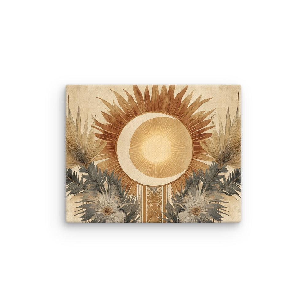 Boho Sun and Moon Floral Harmony Art Thin Canvas - Oh Posters