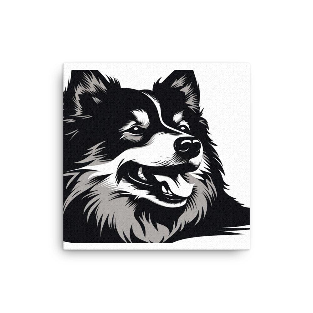 Finnish Lapphund Elegant Black and White Graphic Thin Canvas - Oh Posters