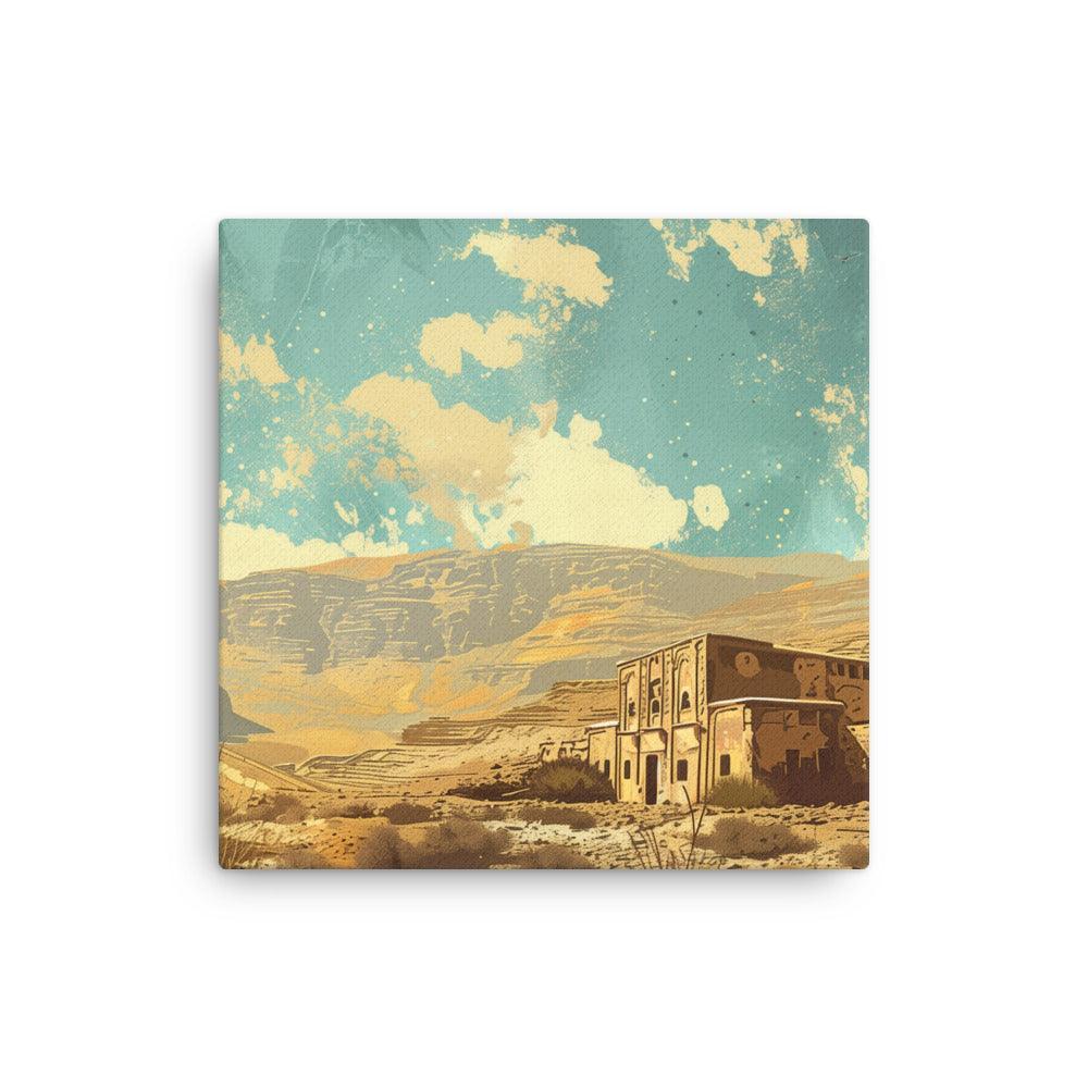 Jordan Desert Village Scenic Illustration Thin Canvas - Oh Posters