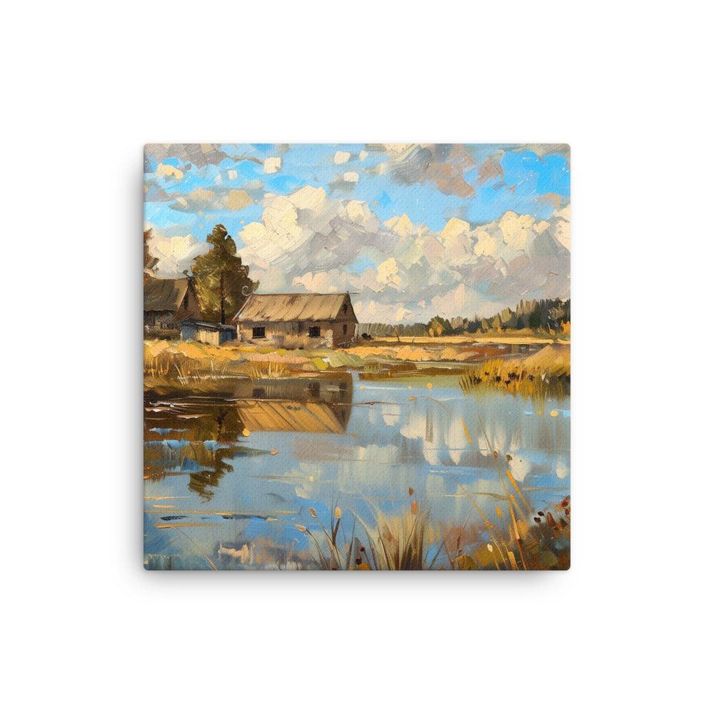 Latvia Rustic Farmhouse Autumn Landscape Thin Canvas - Oh Posters