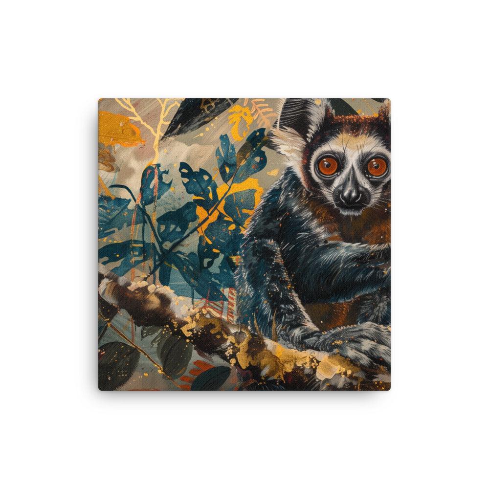 Madagascar Aye-aye Lemur Vibrant Jungle Art Thin Canvas - Oh Posters