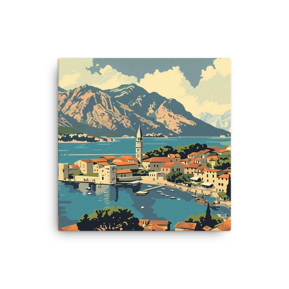 Montenegro Coastal Town Panoramic Mountain Landscape Thin Canvas - Oh Posters