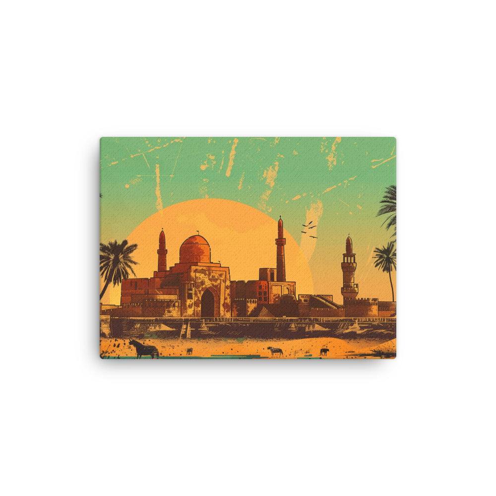 Iraq Desert Mosque Sunrise Scenic Art Thin Canvas - Oh Posters