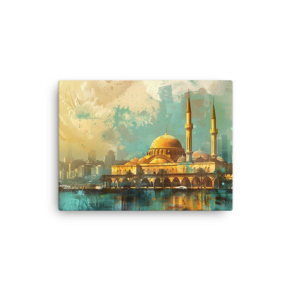 Lebanon Golden Mosque Urban Skyline Thin Canvas - Oh Posters