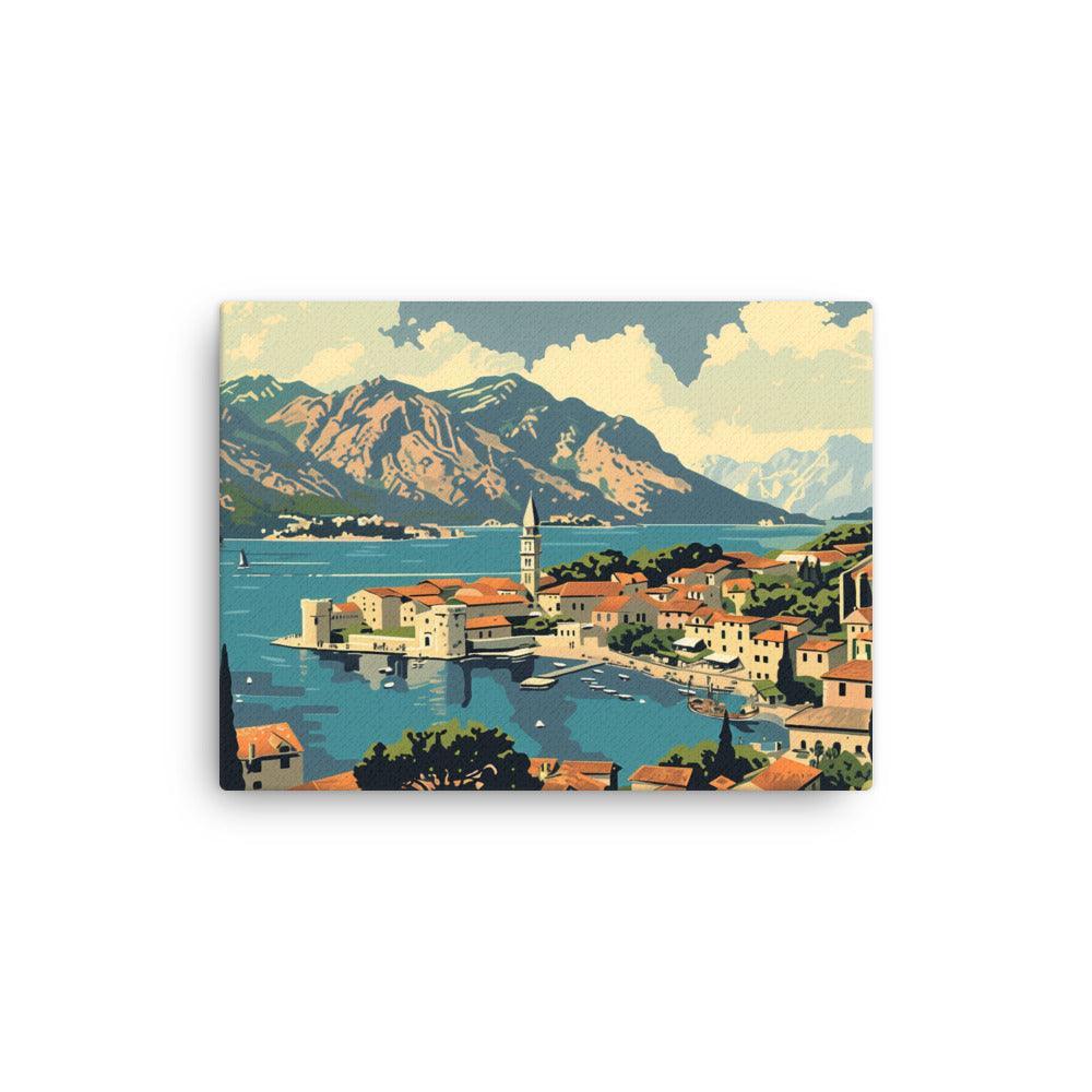 Montenegro Coastal Town Panoramic Mountain Landscape Thin Canvas - Oh Posters