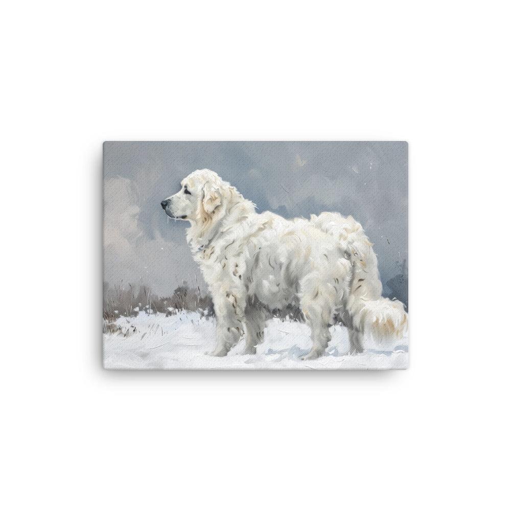 Kuvasz in Snowy Field Painting Thin Canvas - Oh Posters