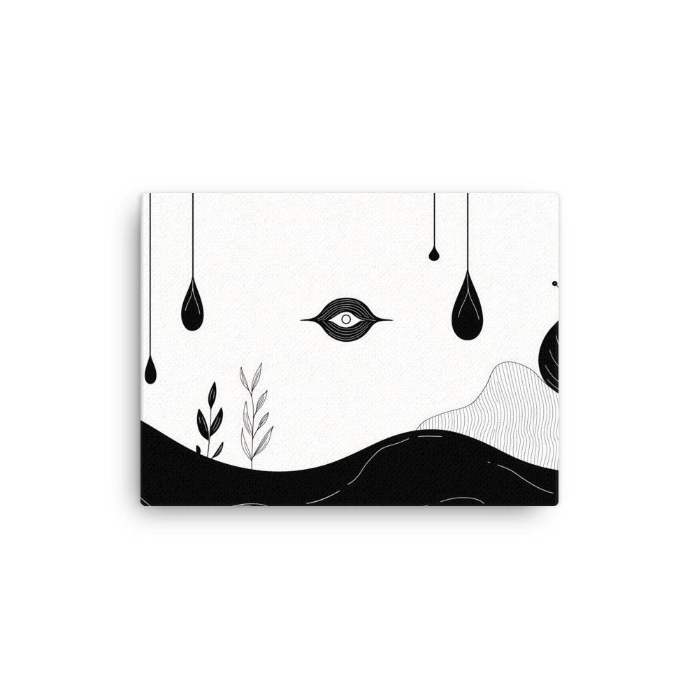Boho Minimalist Eye and Nature Elements with Black Drops Thin Canvas - Oh Posters