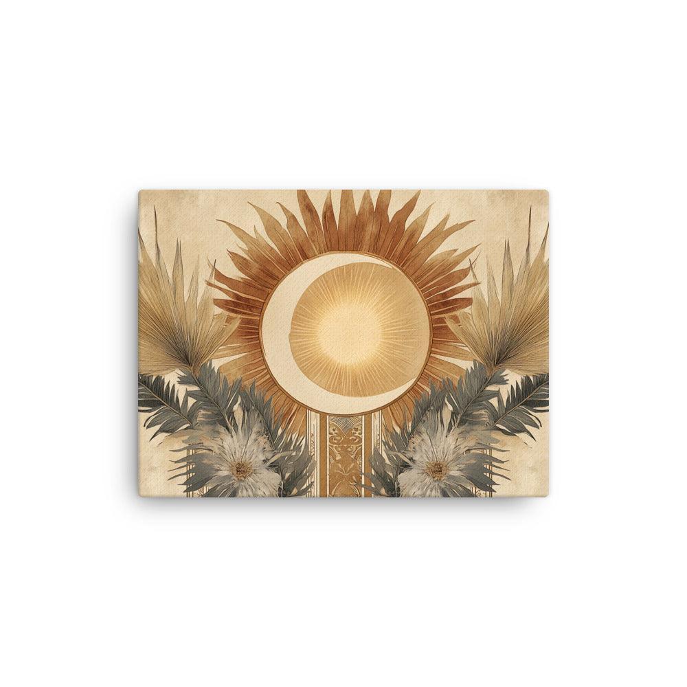 Boho Sun and Moon Floral Harmony Art Thin Canvas - Oh Posters