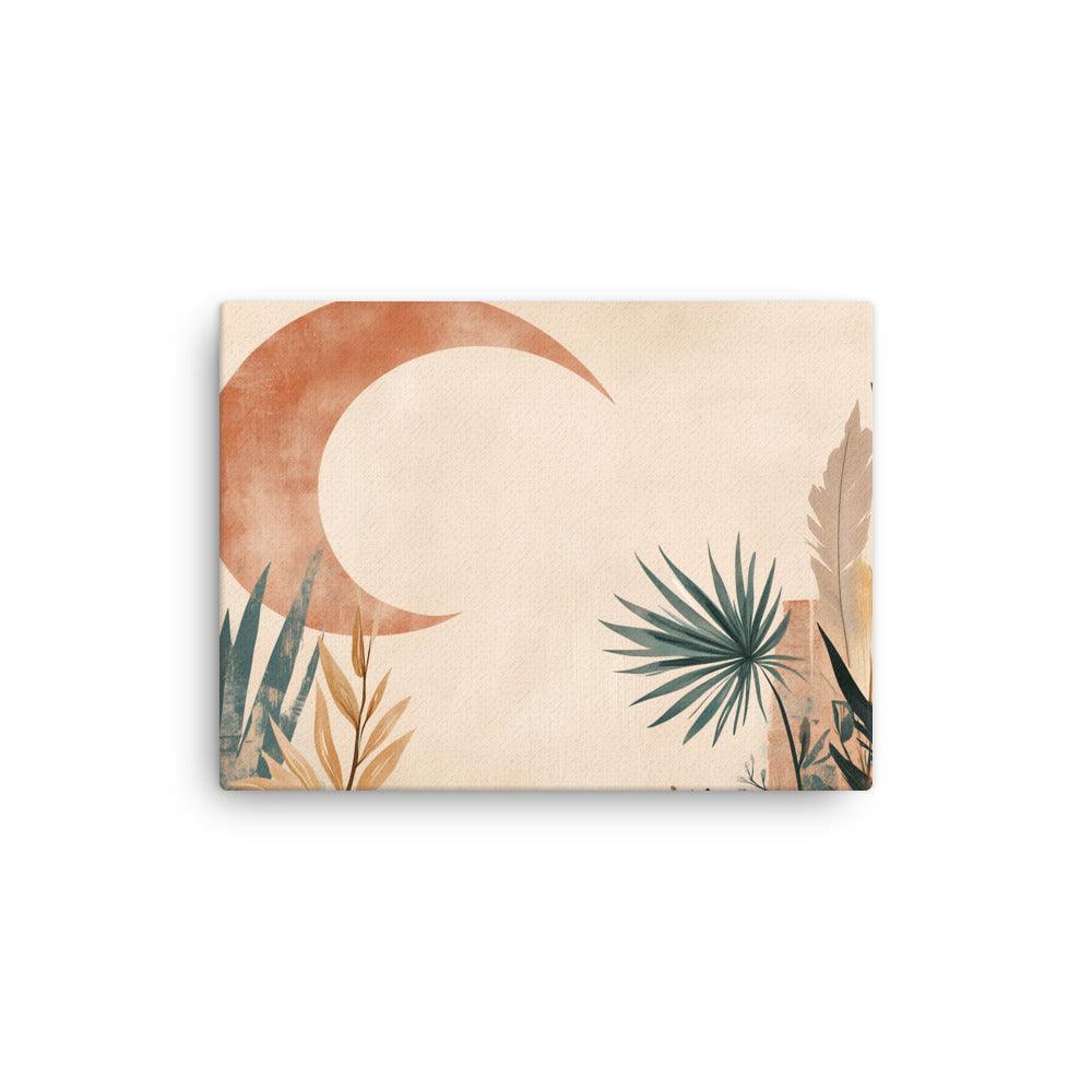 Boho Crescent Moon with Foliage Thin Canvas - Oh Posters
