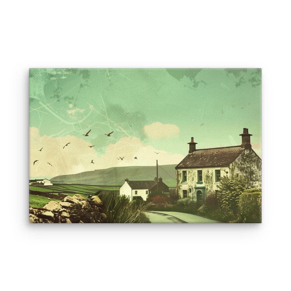 Ireland Rural Cottage Countryside Vintage Thin Canvas - Oh Posters