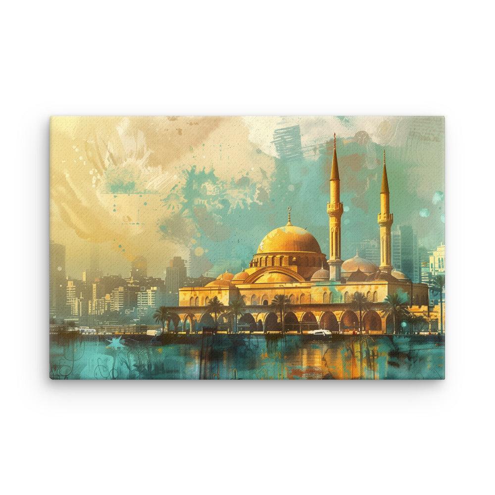 Lebanon Golden Mosque Urban Skyline Thin Canvas - Oh Posters