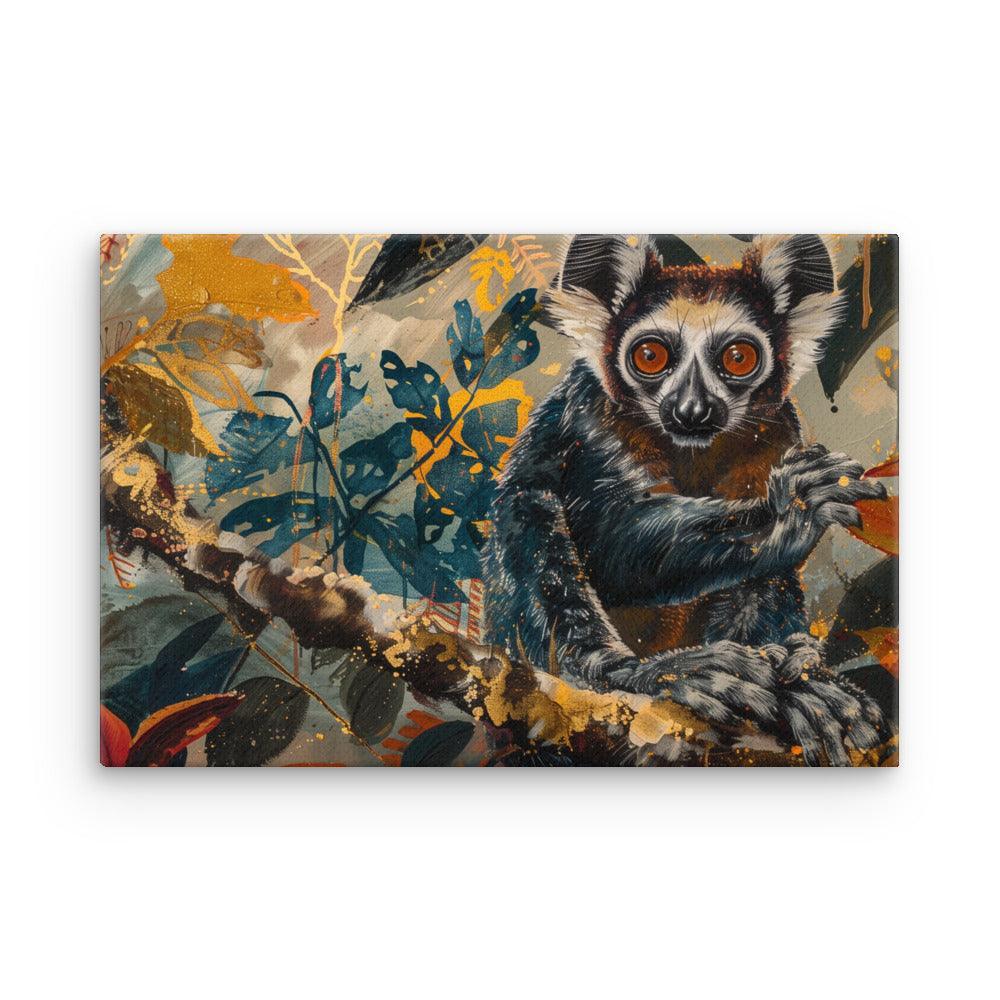 Madagascar Aye-aye Lemur Vibrant Jungle Art Thin Canvas - Oh Posters