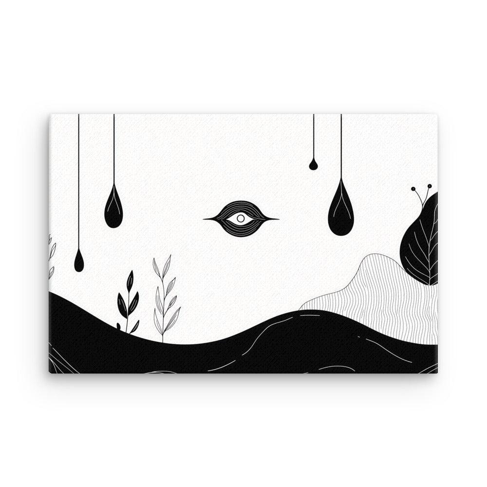 Boho Minimalist Eye and Nature Elements with Black Drops Thin Canvas - Oh Posters