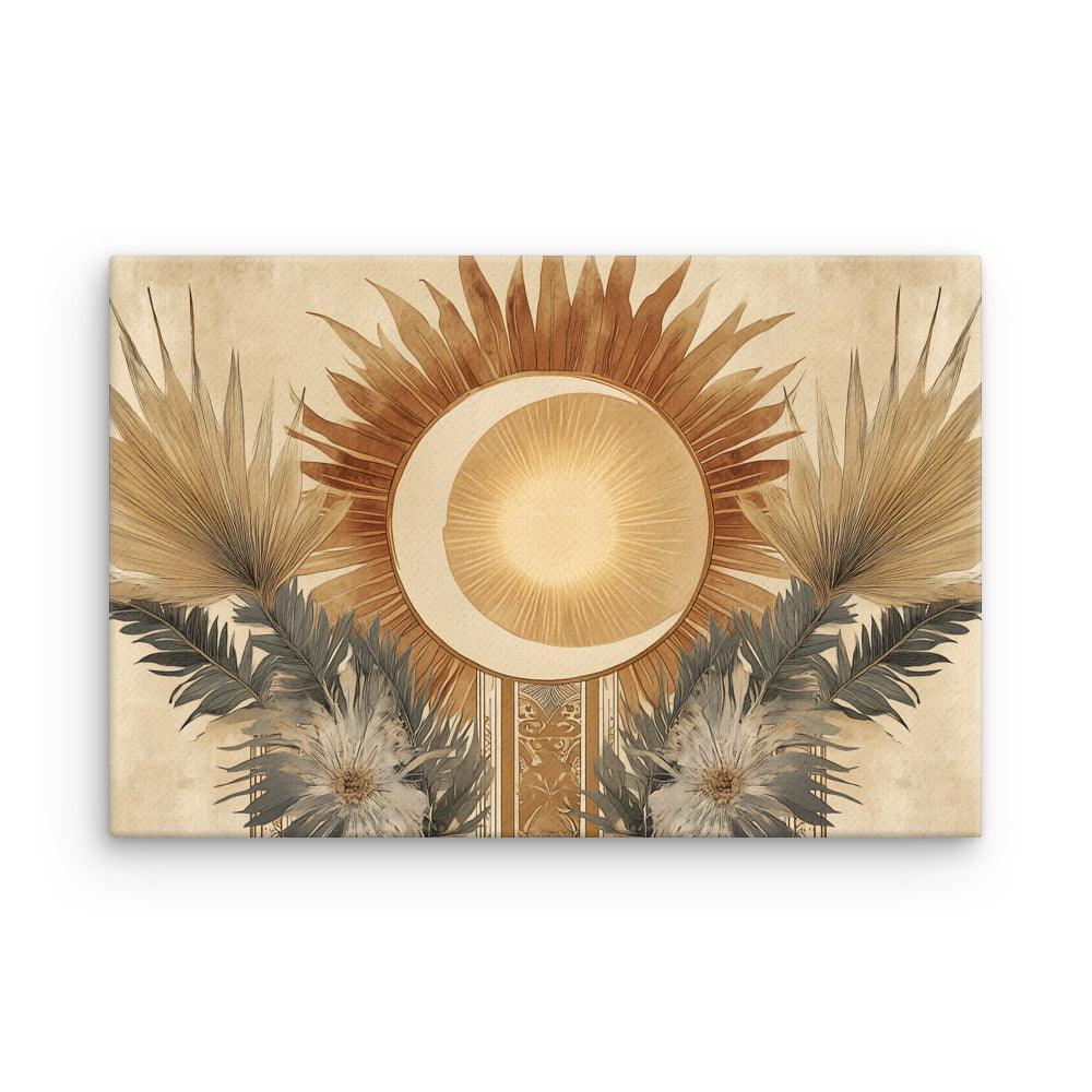 Boho Sun and Moon Floral Harmony Art Thin Canvas - Oh Posters