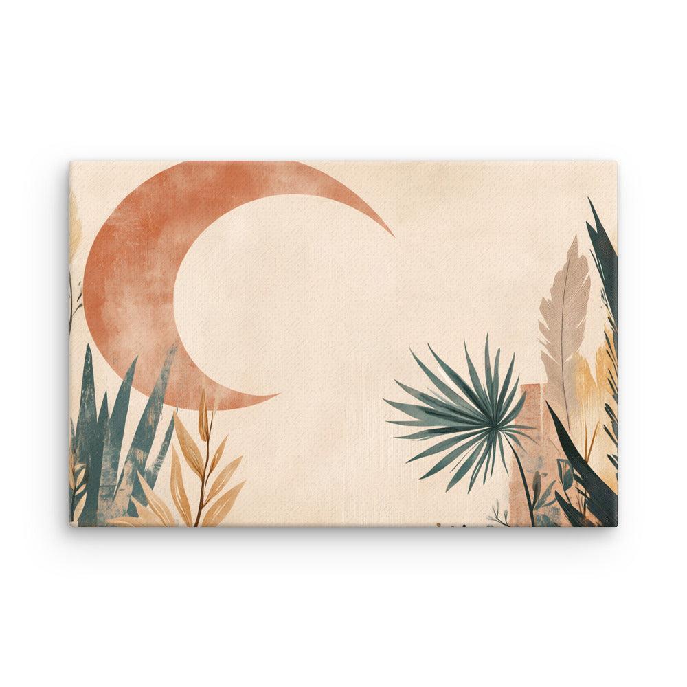 Boho Crescent Moon with Foliage Thin Canvas - Oh Posters
