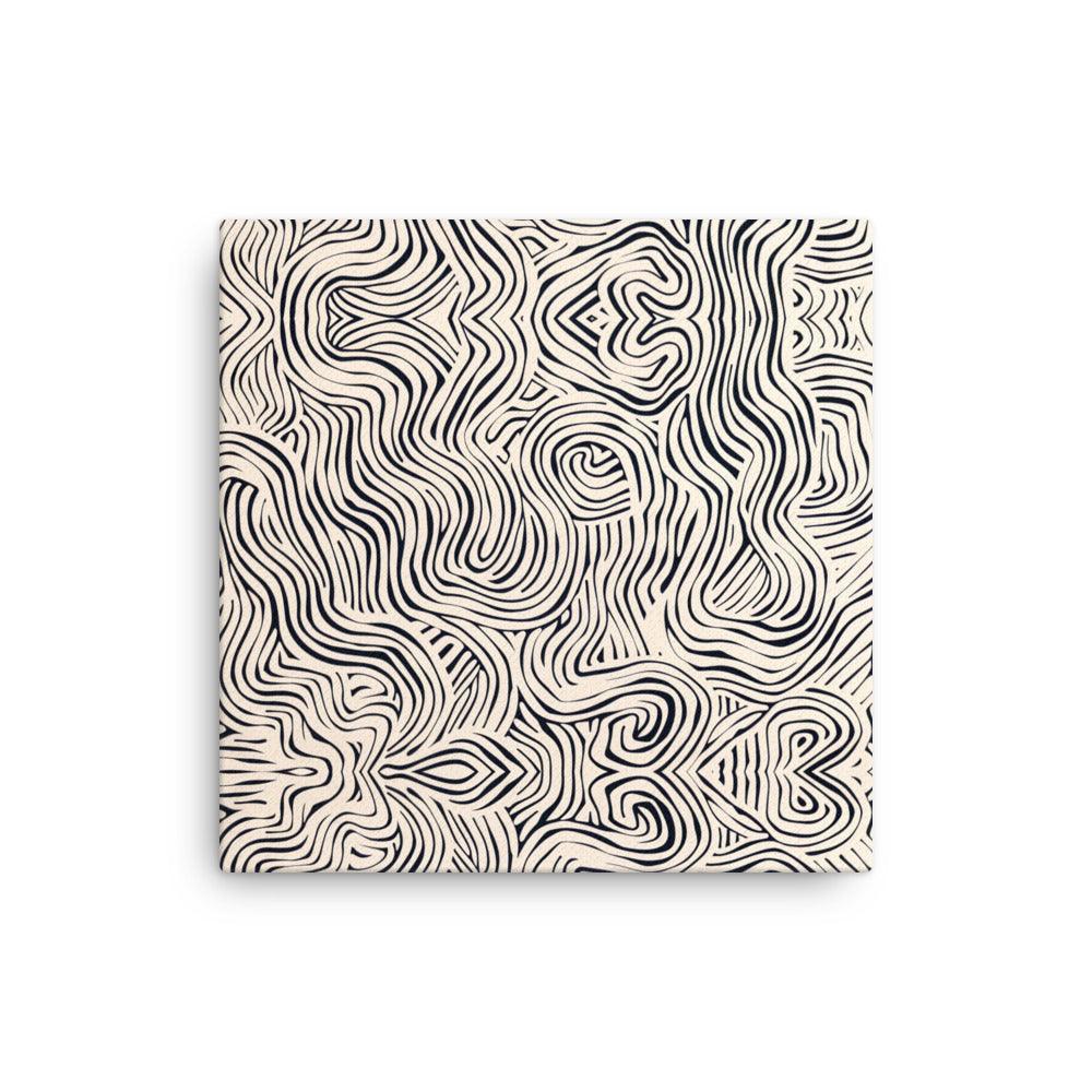 Wavy Lines Abstract Illusion Monochrome Art Thin Canvas - Oh Posters