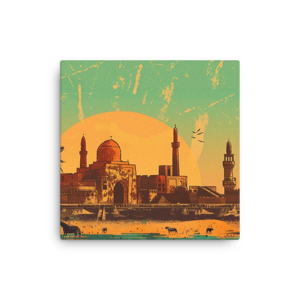 Iraq Desert Mosque Sunrise Scenic Art Thin Canvas - Oh Posters