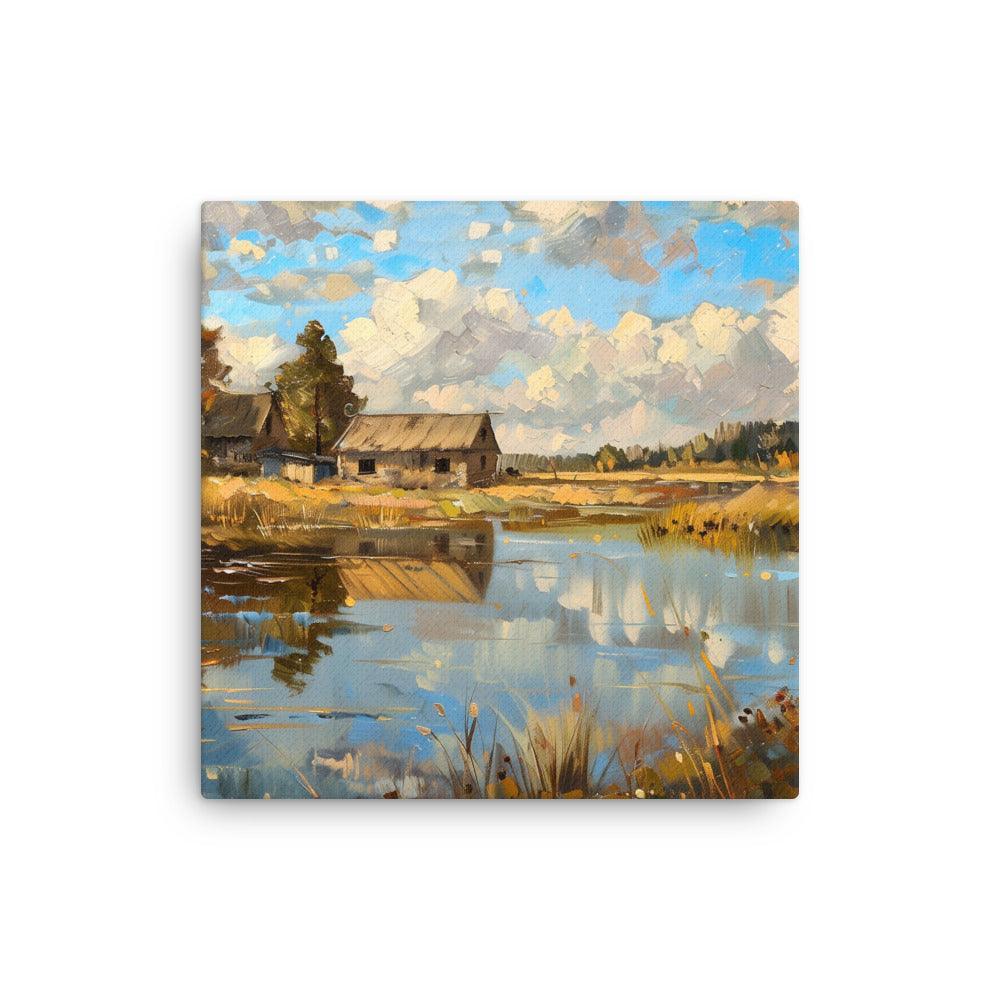 Latvia Rustic Farmhouse Autumn Landscape Thin Canvas - Oh Posters