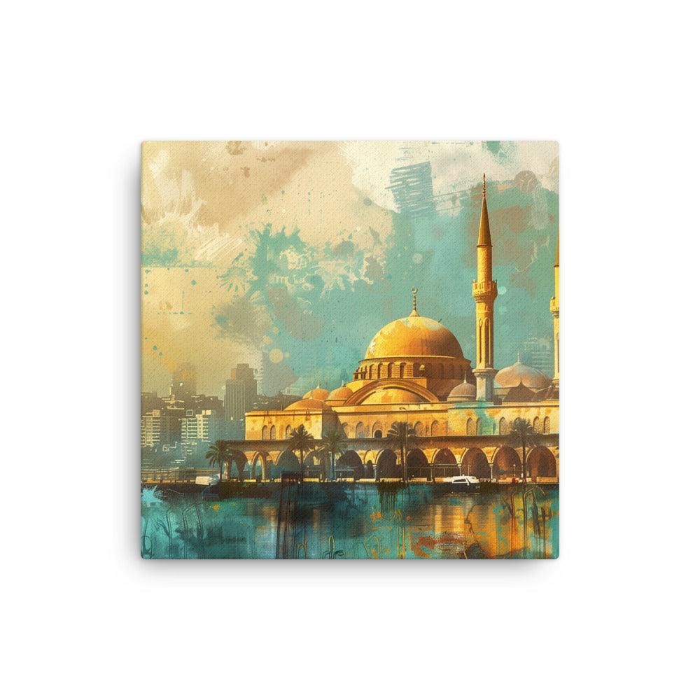 Lebanon Golden Mosque Urban Skyline Thin Canvas - Oh Posters