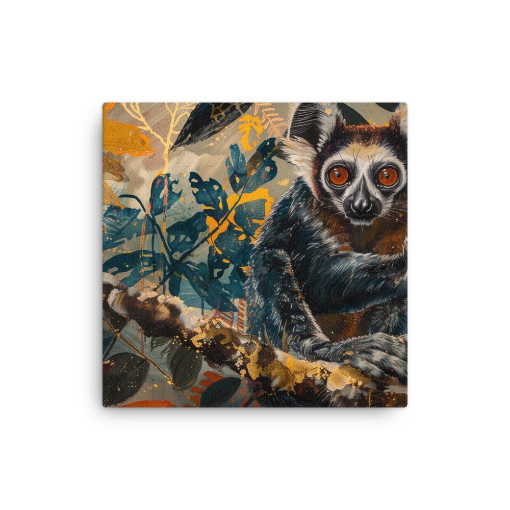 Madagascar Aye-aye Lemur Vibrant Jungle Art Thin Canvas - Oh Posters